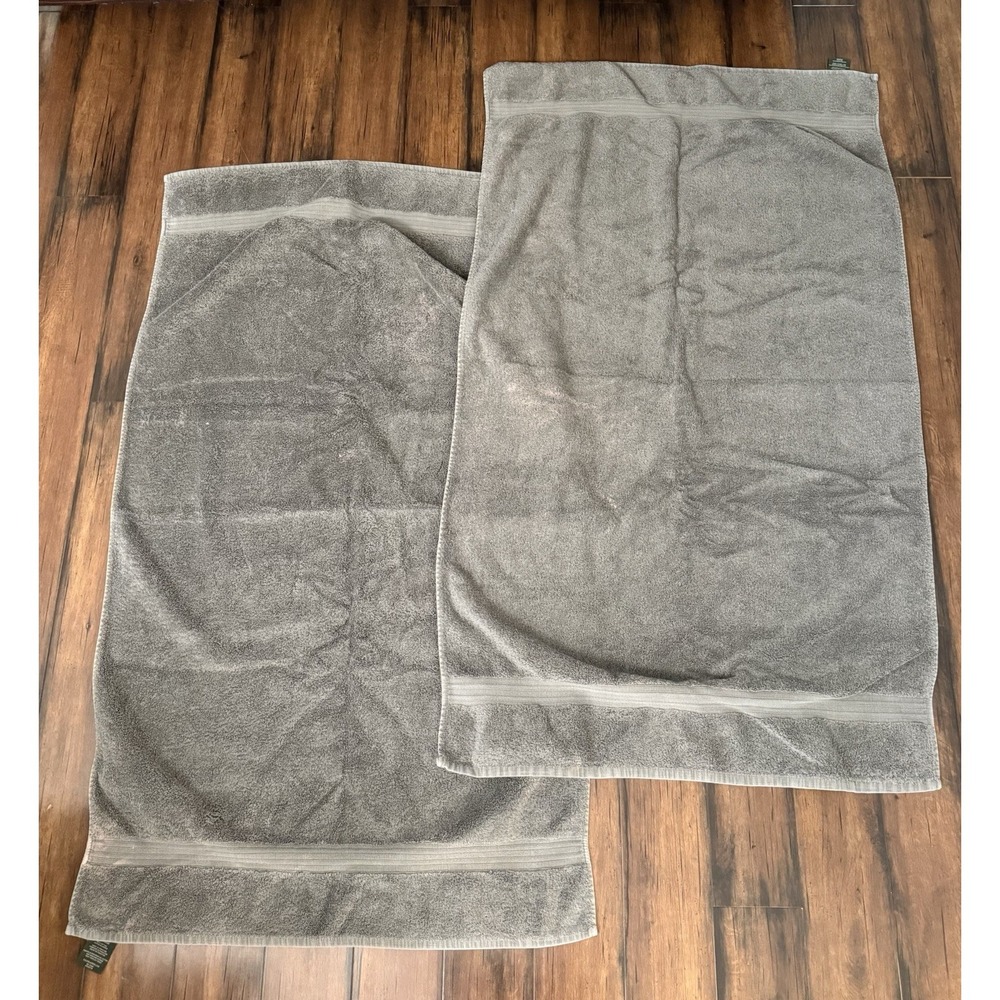 Grey Ralph Lauren Large Bath Towel Set of Two 52x31 *flaw/stain*